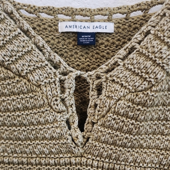 American Eagle Outfitters Olive Green Crochet Crop Top - Picture 3 of 8